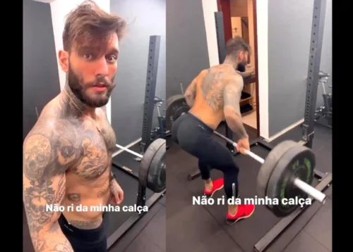 Lucas Lucco fazendo agachament