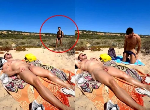 Essa paquena na praia Nudista 